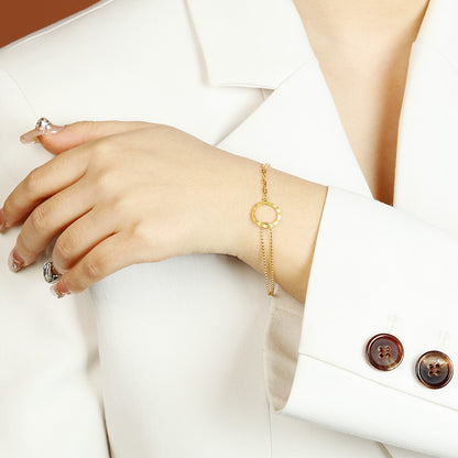 925 Sterling Silver Bracelet Circle Ring Niche Design High-End Feel